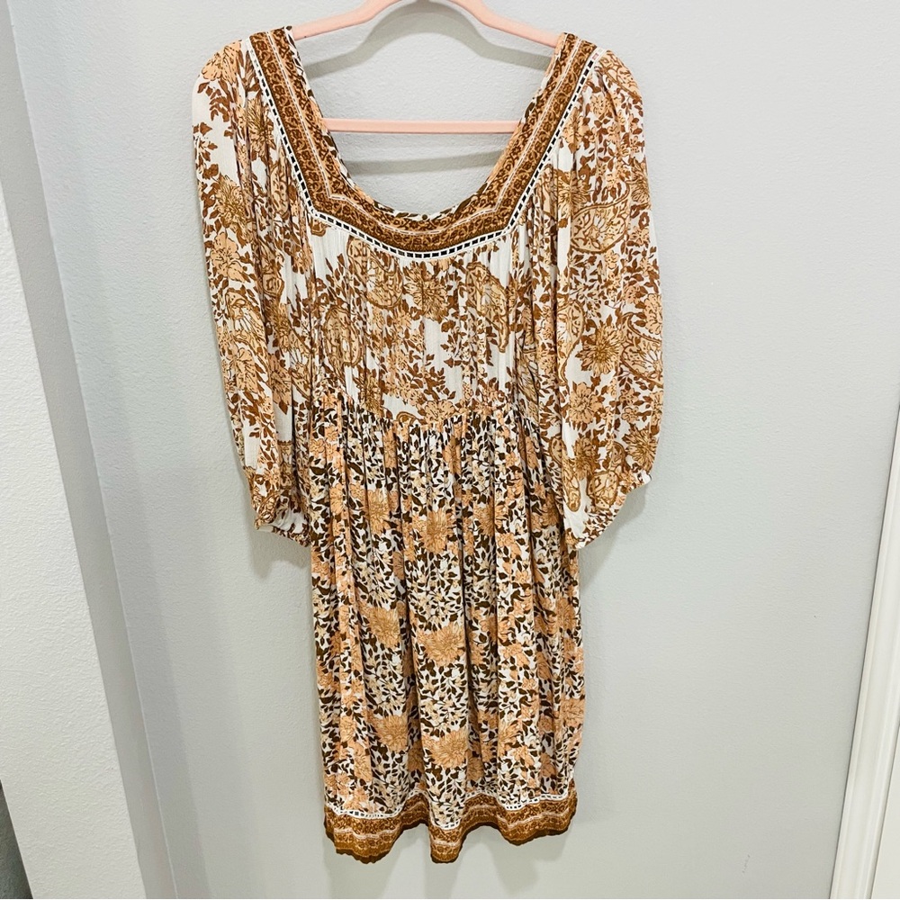 Wendy Bellissimo Neutral Floral Lightweight Boho Maternity Dress Womens Size L